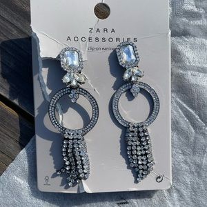 Zara clip on rhinestone chandelier earrings